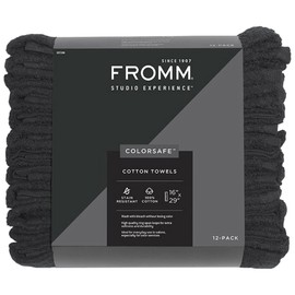 Fromm Premium ColorSafe Cotton Towels Black, 12 Count
