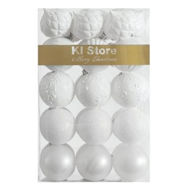KI Store White Christmas Baubles 30pcs 60mm Shatterproof Christmas Tree Decoration Ornaments
