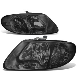 DNA MOTORING HL-OH-DOC01-SM-CL1 Pair of Headlights Compatible with 01-07 Town & Country/Grand Caravan,Smoked Lens Clear Corner