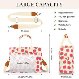 Mossio Laptop Tote Bag, Crossbody Purses Everything Everyday Bag with Inner Pockets Daily Essentials (Strawberry)