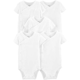 Simple Joys by Carter's Baby 5-Pack Short Sleeve Side Snap Bodysuit, White, Newborn