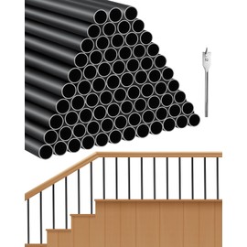 VEVOR Deck Balusters 101 Pack, 26 in Aluminum Stair Balusters, 3/4 in Rainwater-Proof Round Metal Spindle Railing, Durable Hollow Deck Railing with #19 Drill Bit for Stairs, Porch, Patio, Black