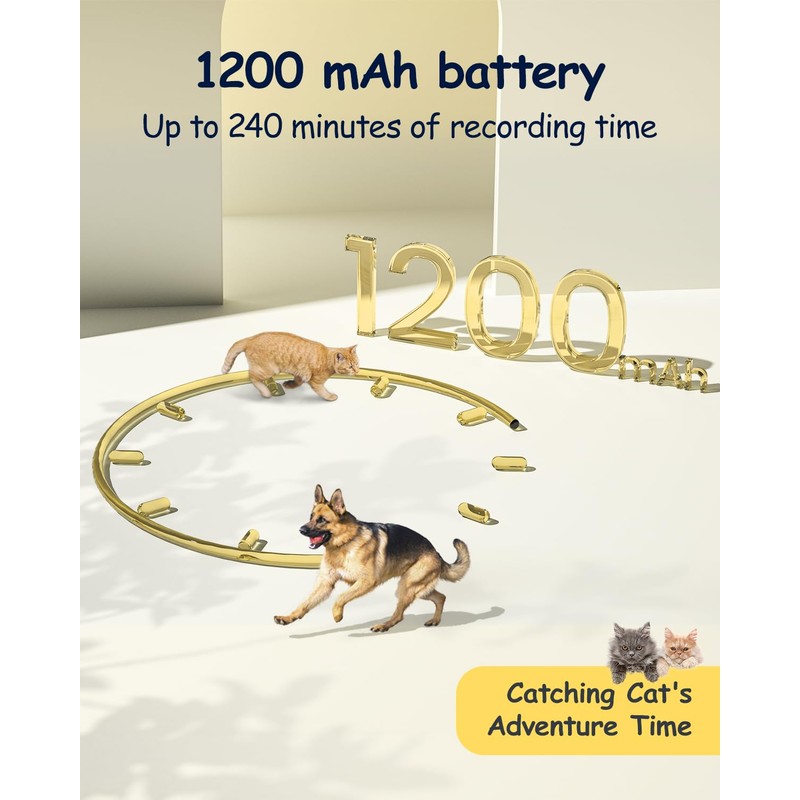 Camlance 2K Pet Collar Camera with Phone App 32GB SD