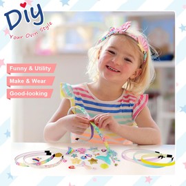 AUAUY Girly Headbands Making Kit for Girls, Fashion DIY Band Hair Accessories for Girls Age 5+, Creative Mermaid Headband Making Kits Toys for Kids Girls Age 5-12 Birthday Gifts & Presents