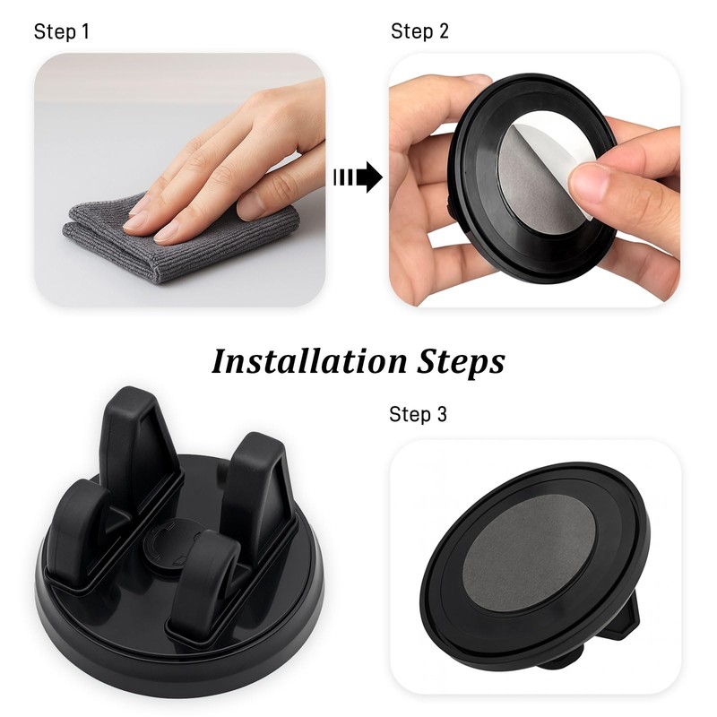 360° Rotatable Car Phone Mount with Three-Point Dashboard Support –