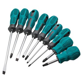 BQKKWIN 9 PCS Magnetic Screwdriver Set Professional Cushion Grip 5 Flat Head and 4 Phillips Tips Screwdriver Non-Slip for Repair Home Improveme Craft