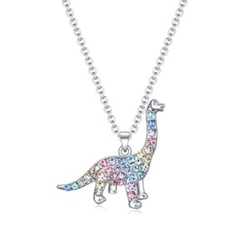 SUMFAN T-Rex Dinosaur Necklace for Teen Girls Women,Animal Tyrannosaurus Pendant Necklace Jewelry Gift for Girls Daughter Granddaughter Niece, Birthday Valentine's Day Gifts for Girls (Brachiosaurus)