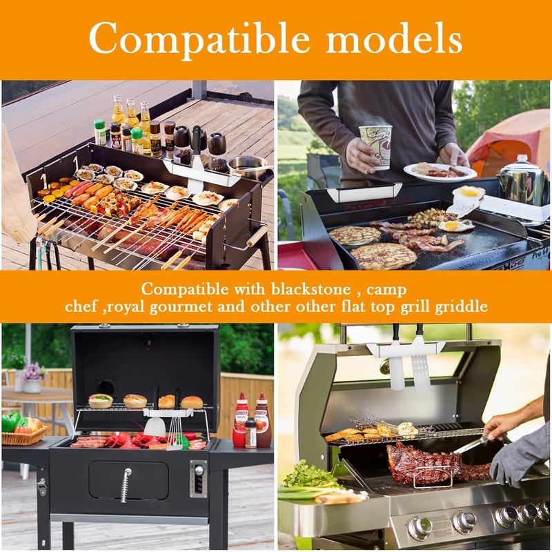 2Pcs Stainless Steel Griddle Spatula Stand with 4 Screws, Grill