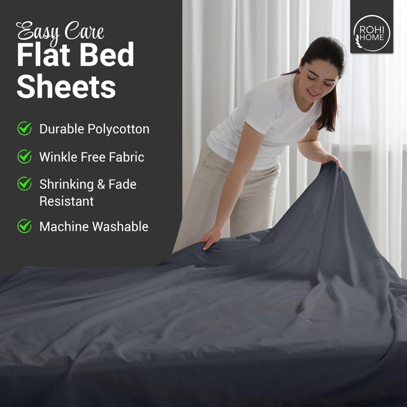 Rohi Easycare Flat sheet Single – Soft Touch Polycotton Bed