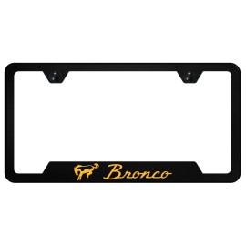 Au-TOMOTIVE GOLD Vintage Ford Bronco Universal Black Polycarbonate License Plate Frame Orange