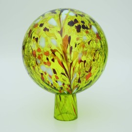 Lauschaer Glas Glass Garden Ball with Granules Lemon Yellow Height 15 cm Diameter 12 cm Hand-Blown Hand Shaped
