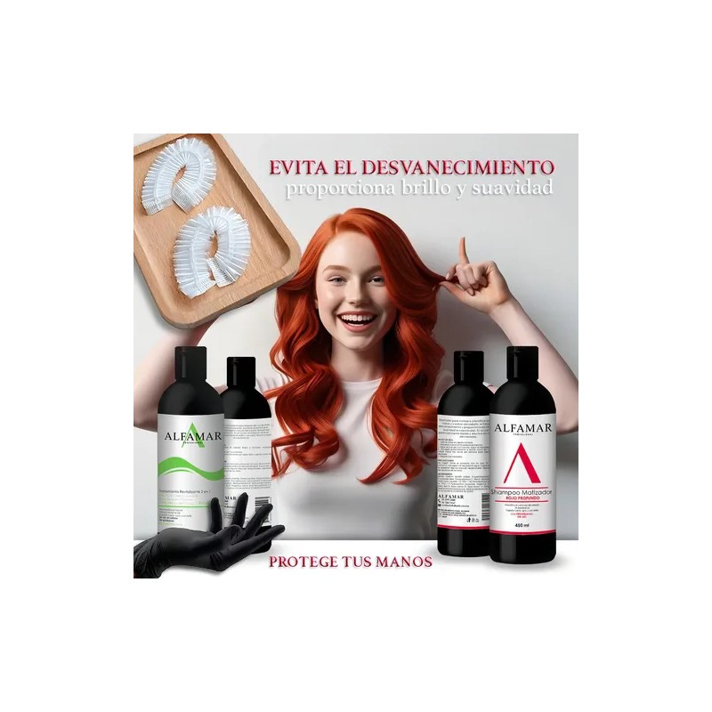 Shampoo Matizador Rojo + Tratamiento Con Keratina Alfamar