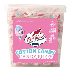 Red Bird Cotton Candy Flavored Candy, Puff Mints Individually Wrapped, 52 oz Tub