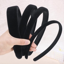 obeoby 4Pack Black Headbands for Women, Velvet Padded Headband Fashion Wide Hairband