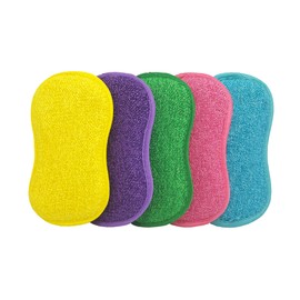 Genius 2in1 Mikrofaser Schwämme Set 5-TLG, Küchenschwamm Kratzer- und streifenfrei, Doppelseitenschwämme mit weicher und groben Seite