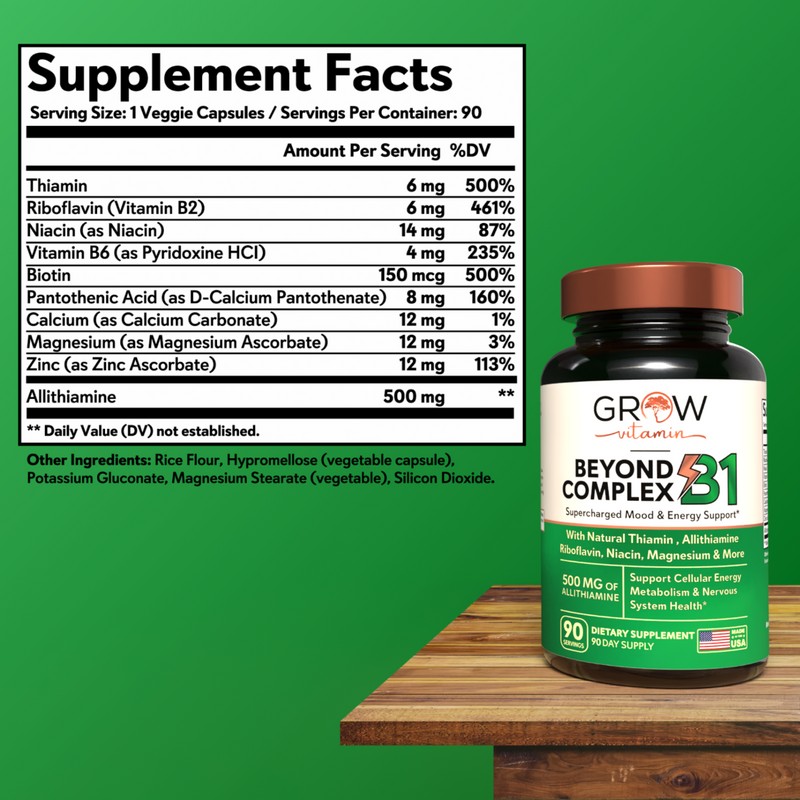 Grow Vitamin B1 Complex - Allithiamine Natural Vitamin B1 Supplement
