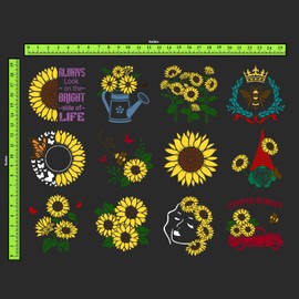 CrafTreat Reusable (12 pcs) Sunflower Set Stencils for Painting on Wood, Canvas, Paper, Fabric, Floor, Wall, Tile, DIY Art and Craft. 6x6 inch.
