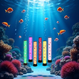 Lightahead Extra Large 32 Inches LED Fantasy Bubble Fish Tube Fake Aquarium with 7 Color Light Effects. The Ultimate Sensory Lamp.