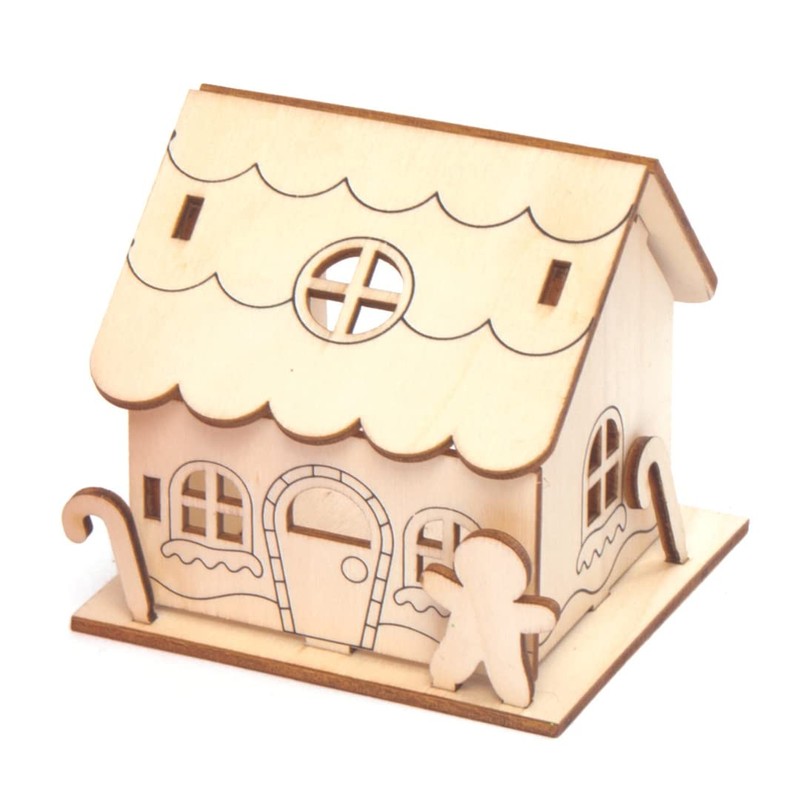 Baker Ross AX364 Gingerbread House Wooden Tea Light Holder -
