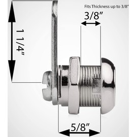 Tumbler Cylinder Cam Locks Keyed Cabinet Locks 2 Pack Keyed Alike 5/8Inch Key Box Cam Locks Replacement 16mm,for Filing Cabinet Desk Drawer Security RV Mailbox Tool Box Replacement Locks
