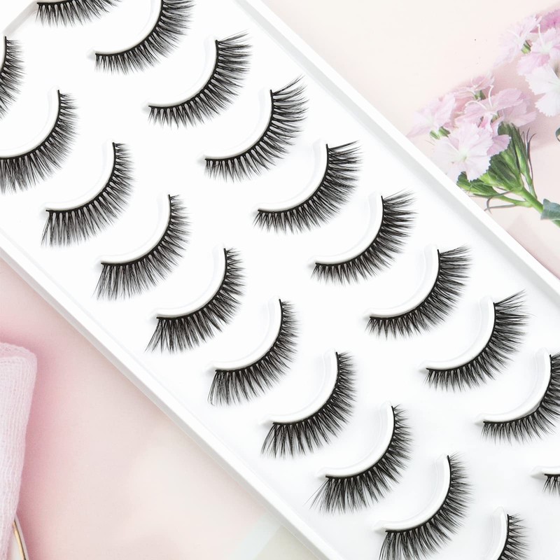 EMEDA Natural False Eyelashes, Cat Wing Fake Lashes, 3D Soft