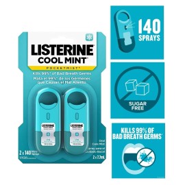 Listerine Pocketmist Oral Care Bad Breath Mist Spray Cool Mint Flavor 2 x 7.7 ml