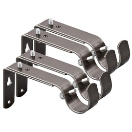 Soporte de barra de cortina ajustable o soporte para barra – para barras de 7/8 o 1 pulgada (plata antigua, juego de 4)