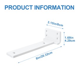 Heavy Duty Shelf Brackets,Floating Shelf Bracket 8 inch 6 Pack L Brackets for Shelves White Metal Support Bracket for DIY Decorative with Mounting Hardware
