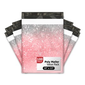 10x13 (100) Pink Glitter Transition Valentine's Day Designer Poly Mailers Waterproof Self Sealing Tear Resistant Polymailers Shipping Envelopes Premium Printed Bags For Small Businesses