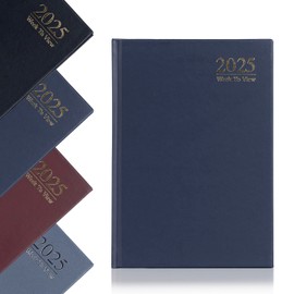 Evelay 2025 A5 Week To View Diary Full Year Planner Organiser Hardback Cover & Ribbon (Navy)