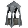 Outsunny Outdoor Towel Valet Caddy, Covered Poolside Towel Holder Rack,