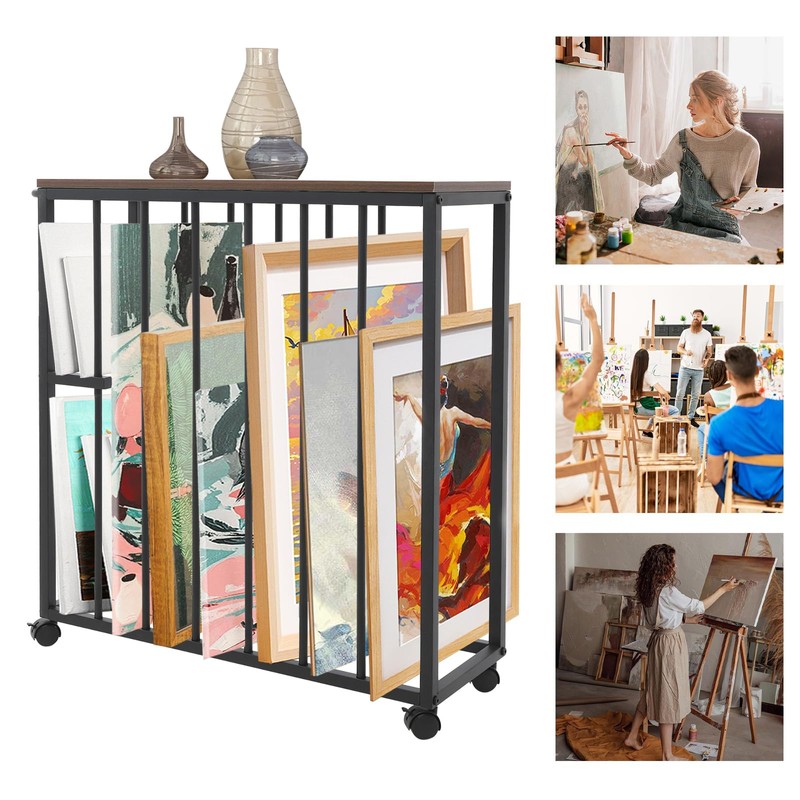 Art Storage Rack with 4 Locking Wheels - Large Canvas