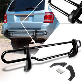 Black Coated Double Pipe Rear Bumper Protector Guard Compatible with 08-12 Escape/Mariner/Tribute
