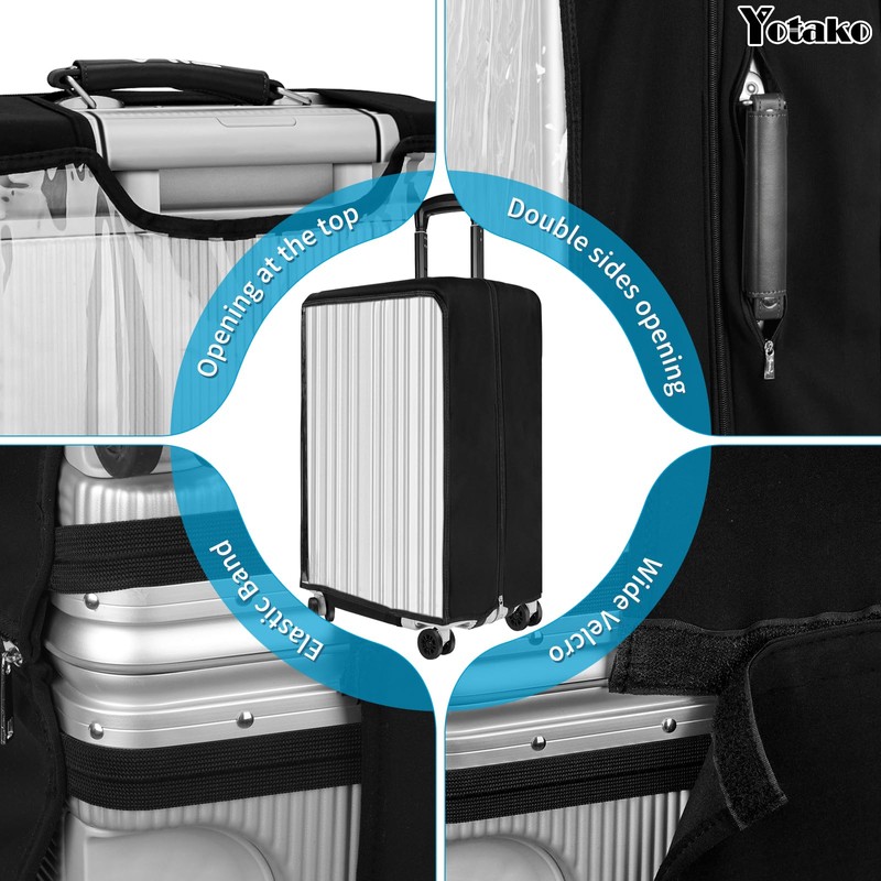 Yotako Upgraded Zippered Transparent PVC Suitcase Cover, No Disassembly Required