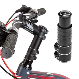 Bike Handlebar Extender, Bike Stem Riser Extender MTB Handlebar Extension with 2 Hex Key for 28.6mm Fork, Aluminum Alloy Black