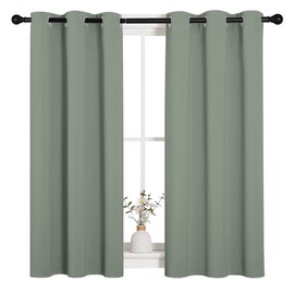 NICETOWN Thermal Insulated Greyish Green Curtains Blackout Draperies, Window Treatment Solid Grommet Room Darkening Drape Panels for Bedroom (Set of 2, 70 by 54 inches Long)