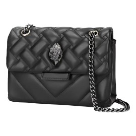 Bolso De Mujer De Cuero Negro Con Correa De Cadena