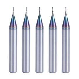 SpeTool 5 Pcs Carbide Single Flute CNC Router Bits 1/4 Inch Shank 1/32 Inch Cutting Diameter with TAC Coated, O Flute End Mill Spiral Router Bit for Aluminum Acrylic Metal Milling Cutter