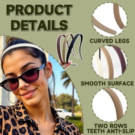 6 Stück Haarkamm Haarband Kunststoff Stirnband Make Up Haarreif für Sport Fitness Tägliches für Damen Und Mädchen,haarreifen damen,Kunststoff Stirnbänder mit Zähnen Dünne, Haarbänder Stirnbänder