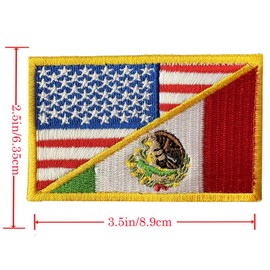 USA American United States and Mexico Flag Patch 3.5 Inches Military Army Morale Embroidered Badges Patch National Applique Hook and Loop Fastener Multi-Color Emblem for Backpack Bag Vest Clothes