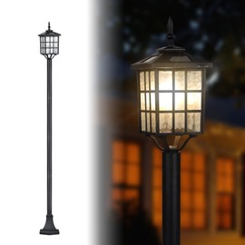 Kemeco Solar Lamp Post Light, ST4324SS4 Outdoor Waterproof LED Street Floor Post Lights Solar Powered for Pathway Garden Driveway Landscape Backyard