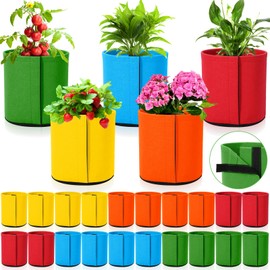 GliCraft 20 Pcs 1 Gallon Plant Grow Bags 6.3x7.9 Fabric Pots with Self Adhesion Sides Nonwoven Fabric Plant Pots Nursery Pots for Garden Planting Easy Transplanting Tomato Vegetable Flower, 5 Colors