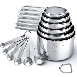 TILUCK Stainless Steel Measuring Cups & Spoons Set, Cups and Spoons,Kitchen Gadgets for Cooking & Baking (X-Large)