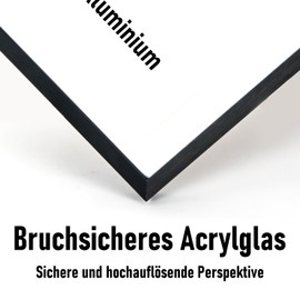 kollyseek Photo Frame Aluminum Din A4 21x30cm Metal Poster Frame with Shatterproof Acrylic Glass Modern Display Picture Frame with Mount for Table Top/Wall Mounting (Black)