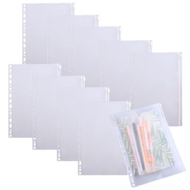 nijimomo Loose Leaf B5 26 Holes 10 Pcs Zipper Pocket Binder Waterproof Zipper Transparent (B5)