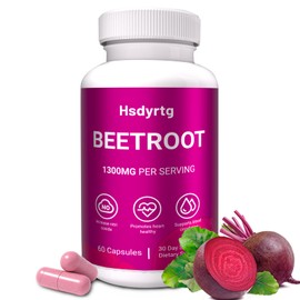 Premium Beet Root Capsules - 60 Vegan Capsules, Natural Beetroot Supplement Powder for Natural Energy & Endurance Support, Non-GMO, Gluten Free Dietary Support, 30-Day Supply