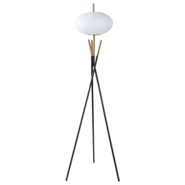 Coaster Home Furnishings Layton White Orb Shade Tripod Floor Lamp Black