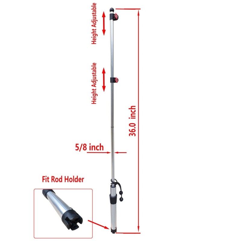 Brocraft Removable Boat T-Top Rod Holder Flag Pole / Boat