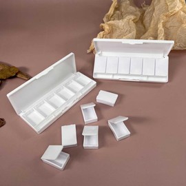 2 Pcs Empty Watercolor Paint Palette Plastic Pigment Storage Box 6 Compartments Eyeshadow Palette Portable Lipstick Case Refillable Cosmetic Makeup Storage Container for Water Color, Gouache, Acrylic