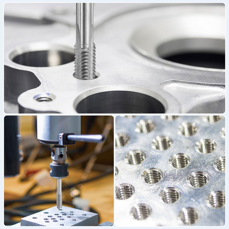 sourcing map Straight Flute Screw Taps NPT 3/8-18 2B Thread